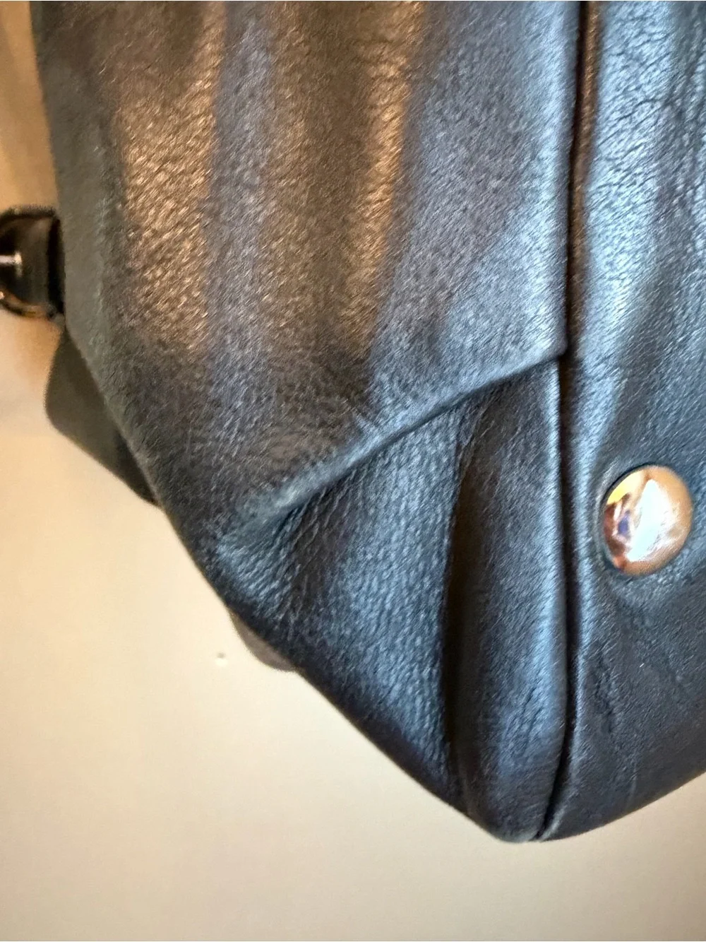 Coach F17216 Soho North South Black Leather Tote Shoulder Bag Blue Liner No Tag